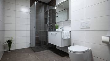 Dusche, Haartrockner, Handtücher