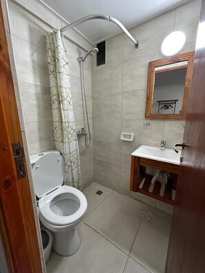 Sèche-cheveux, serviettes fournies, savon, papier toilette