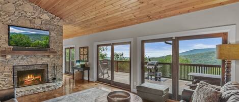 TV, fireplace, video games