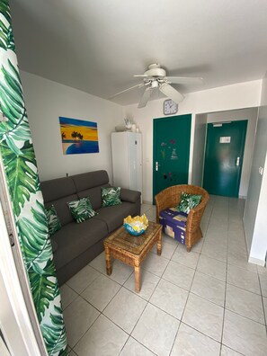 Living area - Super apartment 5 minutes from the beach (La Trinité)