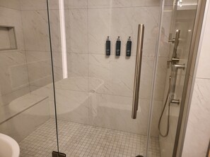 Hair dryer, bidet, towels, soap