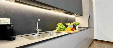 Fridge, microwave, oven, dishwasher