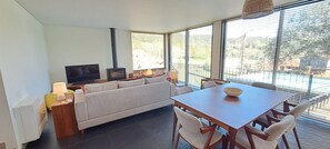 TV, fireplace