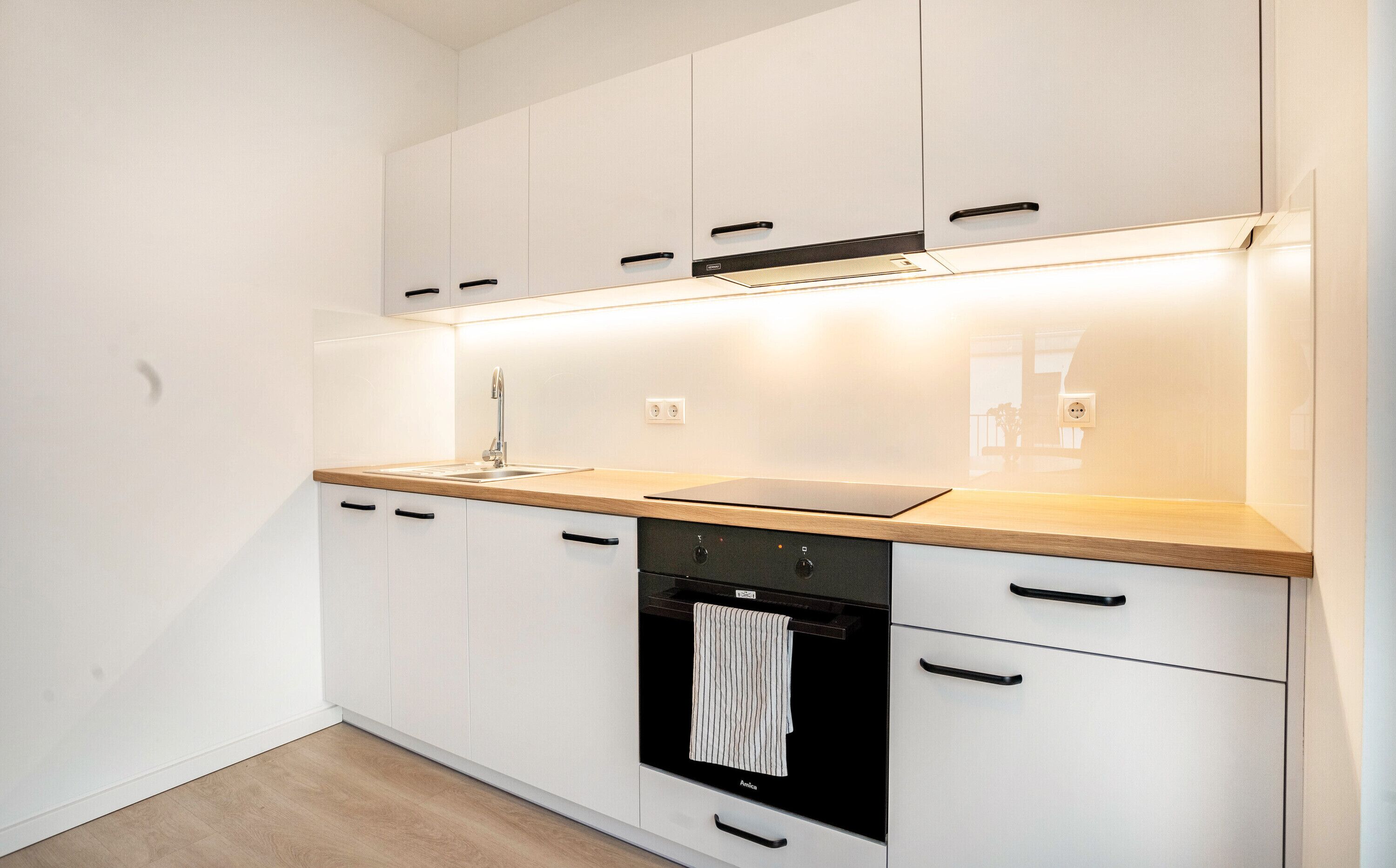 Fridge, oven, stovetop, electric kettle