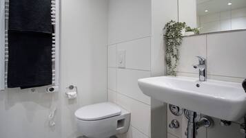 Douche, sĂšche-cheveux, serviettes fournies