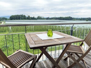 Outdoor dining - Room 'Waldzimmer' with Shared Terrace, Shared Garden and Wi-Fi (Friedrichshafen)