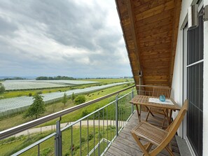 Outdoor dining - Room 'Bergzimmer' with Private Balcony, Shared Garden & Wi-Fi - No Kitchen (Friedrichshafen)