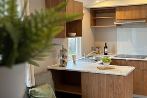 Fridge, microwave, oven