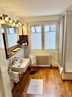 Shower, hair dryer, towels - In the Half-Timbered House "Neustadt" Apartment 2 – 5 Minutes to the Lake (Überlingen)