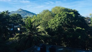A lush green landscape with a hill in the background and a building in the foreground. - Charming 1-bedroom house in beautiful Kandy with WiFi (Kandy)