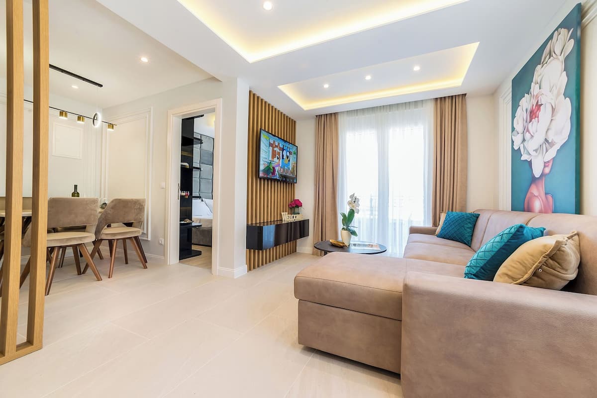 Deluxe Apartment, Balcony, Sea View | In-room safe, blackout curtains, soundproofing