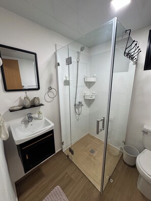 淋浴设施、吹风机、毛巾、肥皂