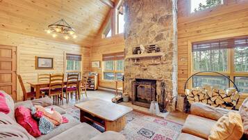 House (3 Bedrooms) | Living area | Fireplace, books