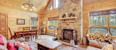 House (3 Bedrooms) | Living area | Fireplace, books