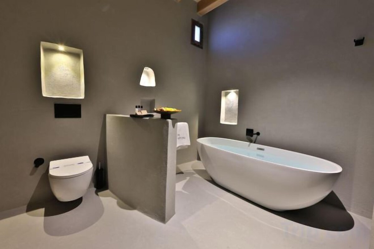 Salle de bain | Séchoir à cheveux, peignoirs, pantoufles, serviettes fournies