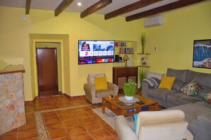 Smart TV, fireplace, computer monitors