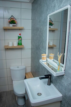 Towels, soap, toilet paper