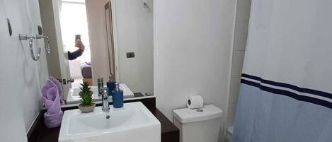 Haartrockner, Handtücher, Seife, Shampoo