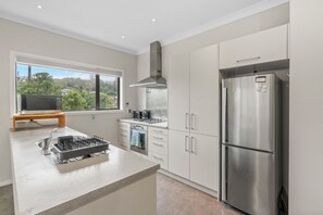 Fridge, microwave, dishwasher, toaster