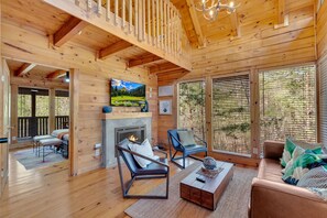 Smart TV, fireplace, table football