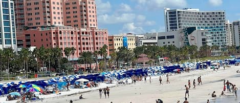 Sun-loungers, beach towels