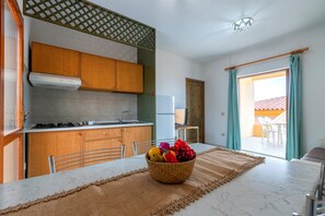 Fridge, stovetop, cookware/dishes/utensils