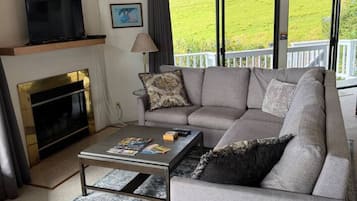 TV, fireplace