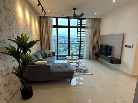 Apartment, 3 Bedrooms, Non Smoking, Balcony | Living area | 40-inch Smart TV with digital channels, Netflix, streaming services