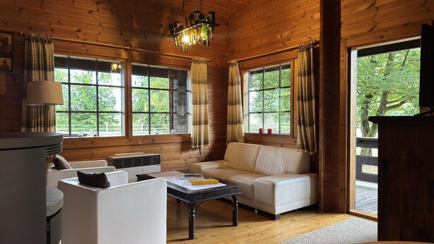 TV, fireplace - Blockhaus mit Blick auf die Weide, Eschede (Eschede)