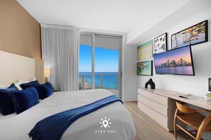 2 bedrooms, desk, iron/ironing board, travel crib