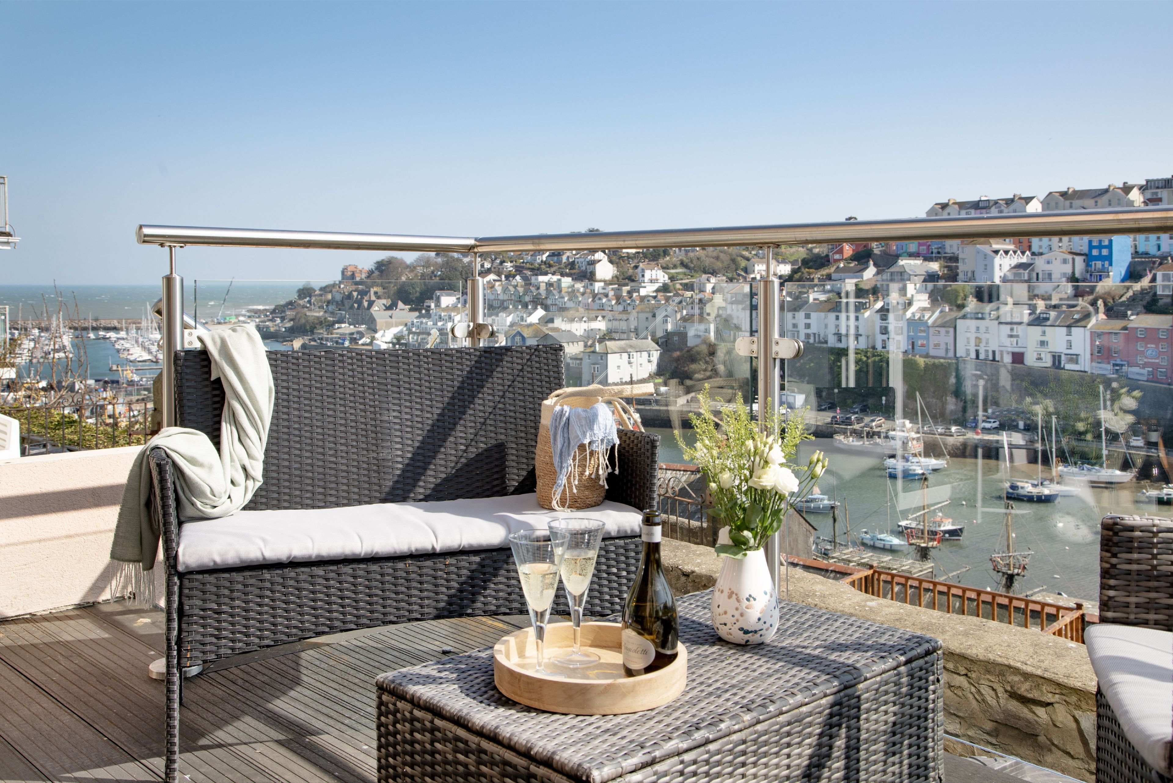 Bay Dream Believer, Brixham. Ground floor: Your private terrace is perfect for sunrise coffees and evening sundowners