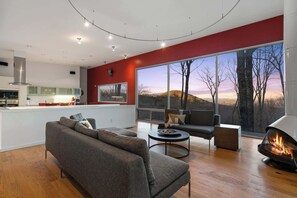 TV, fireplace, table football