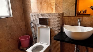 Ducha, toallas, jabón, papel higiénico