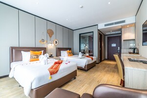 华丽双床房, 多张床, 城市景观 | 埃及棉床单、高档床上用品、羽绒被、加厚床垫