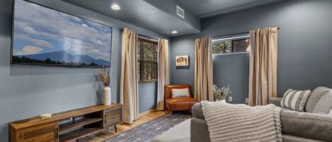 TV, fireplace, offices