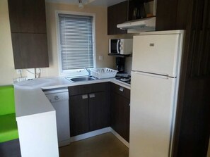 Kühlschrank, Mikrowelle, Herdplatte, Geschirrspüler