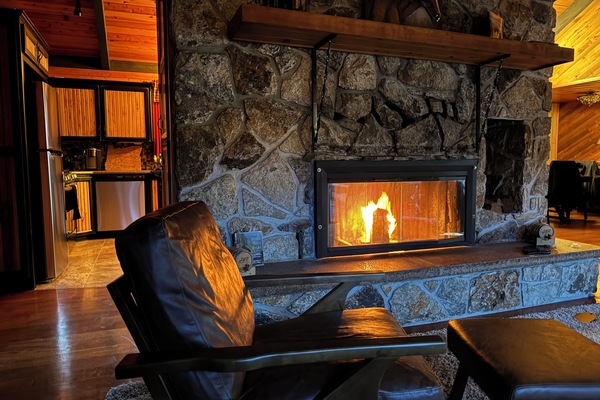 Guest House fireplace and living room