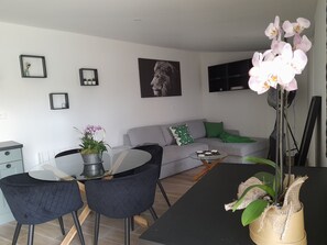 TV, DVD player, books - Accommodation with a landscaped patio with trees. Ideal for a moment for two. (Ailly-sur-Noye)