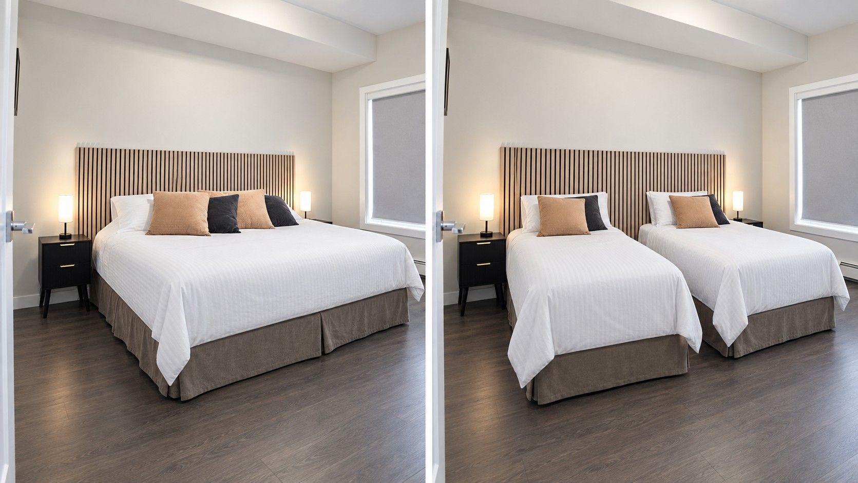 The 2nd bedroom can be split into 2 twins for a small fee.