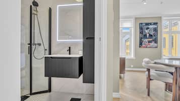 Hair dryer, towels, toilet paper