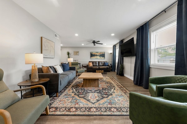 Our roomy living area has space for everyone to relax and recharge!