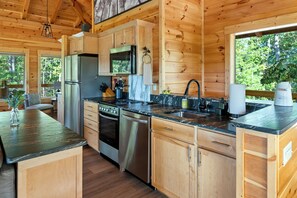 Fridge, microwave, dishwasher