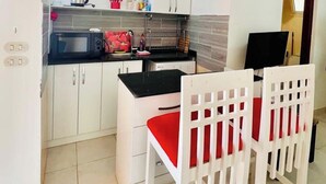 Fridge, microwave, oven