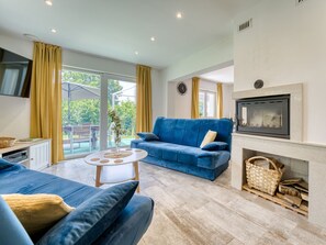 TV, fireplace