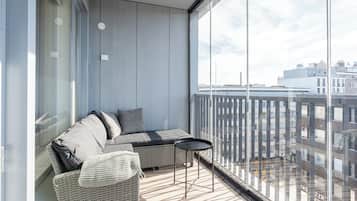 Appartement Deluxe, 1 grand lit et 1 canapé-lit, cuisine, vue ville | Balcon