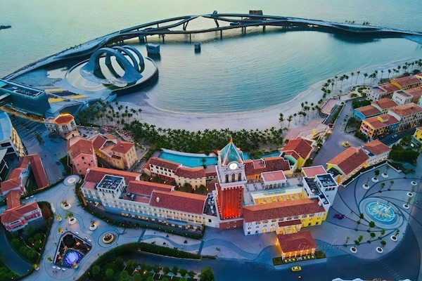 On the beach, white sand, beach shuttle