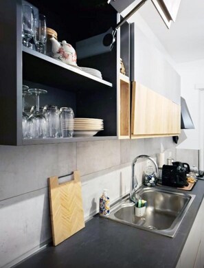 Fridge, microwave, oven, dishwasher