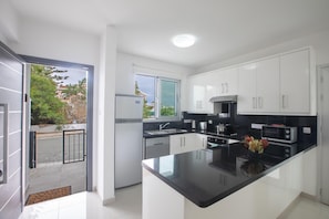 Fridge, microwave, dishwasher, toaster
