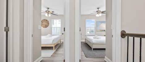 4 bedrooms, desk, iron/ironing board, travel crib