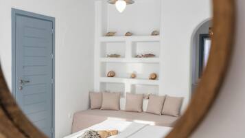 Honeymoon Apartment, Sea View | Living area | Flat-screen TV